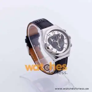 Swatch Men’s Swiss Made Quartz Black Leather Strap Silver & Black Dial 40mm Watch YCS109 UAE DUBAI AJMAN SHARJAH ABU DHABI RAS AL KHAIMA UMM UL QUWAIN ALAIN FUJAIRAH