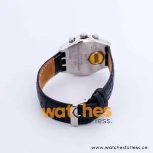 Swatch Men’s Swiss Made Quartz Black Leather Strap Silver & Black Dial 40mm Watch YCS109 UAE DUBAI AJMAN SHARJAH ABU DHABI RAS AL KHAIMA UMM UL QUWAIN ALAIN FUJAIRAH