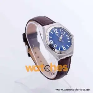 Swatch Men’s Swiss Made Quartz Dark Brown Leather Strap Blue Dial 37mm Watch YGS427G UAE DUBAI AJMAN SHARJAH ABU DHABI RAS AL KHAIMA UMM UL QUWAIN ALAIN FUJAIRAH