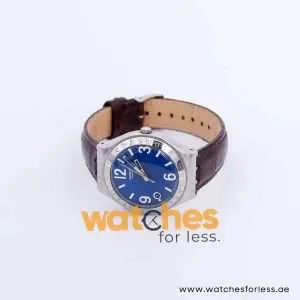 Swatch Men’s Swiss Made Quartz Dark Brown Leather Strap Blue Dial 37mm Watch YGS427G UAE DUBAI AJMAN SHARJAH ABU DHABI RAS AL KHAIMA UMM UL QUWAIN ALAIN FUJAIRAH