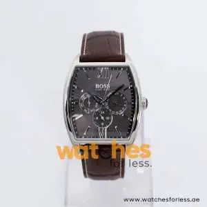Hugo Boss Men’s Quartz Brown Leather Strap Grey Dial 38mm Watch 15123689 UAE DUBAI AJMAN SHARJAH ABU DHABI RAS AL KHAIMA UMM UL QUWAIN ALAIN FUJAIRAH