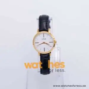 Lorus Women’s Quartz Black Leather Strap White Dial 28mm Watch RS288QX9