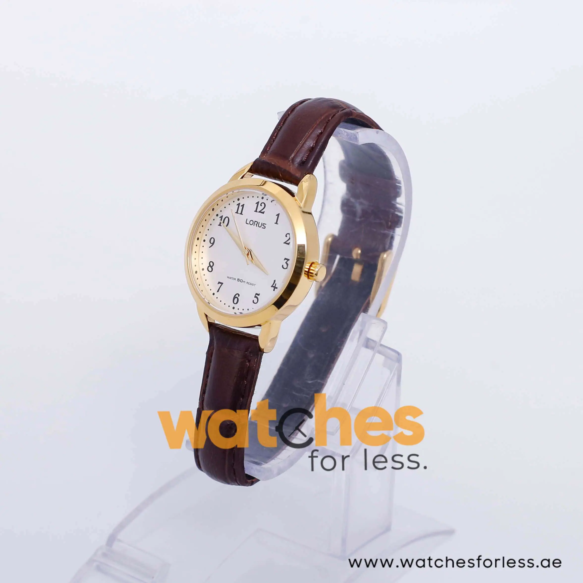 Lorus Women’s Quartz Brown Leather Strap White Dial 28mm Watch RG234NX9