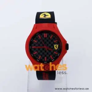 Ferrari Men’s Quartz Black Silicone Strap Black Dial 44mm Watch 0830287
