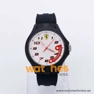 Ferrari Men’s Quartz Black Silicone Strap White Dial 44mm Watch 0830093
