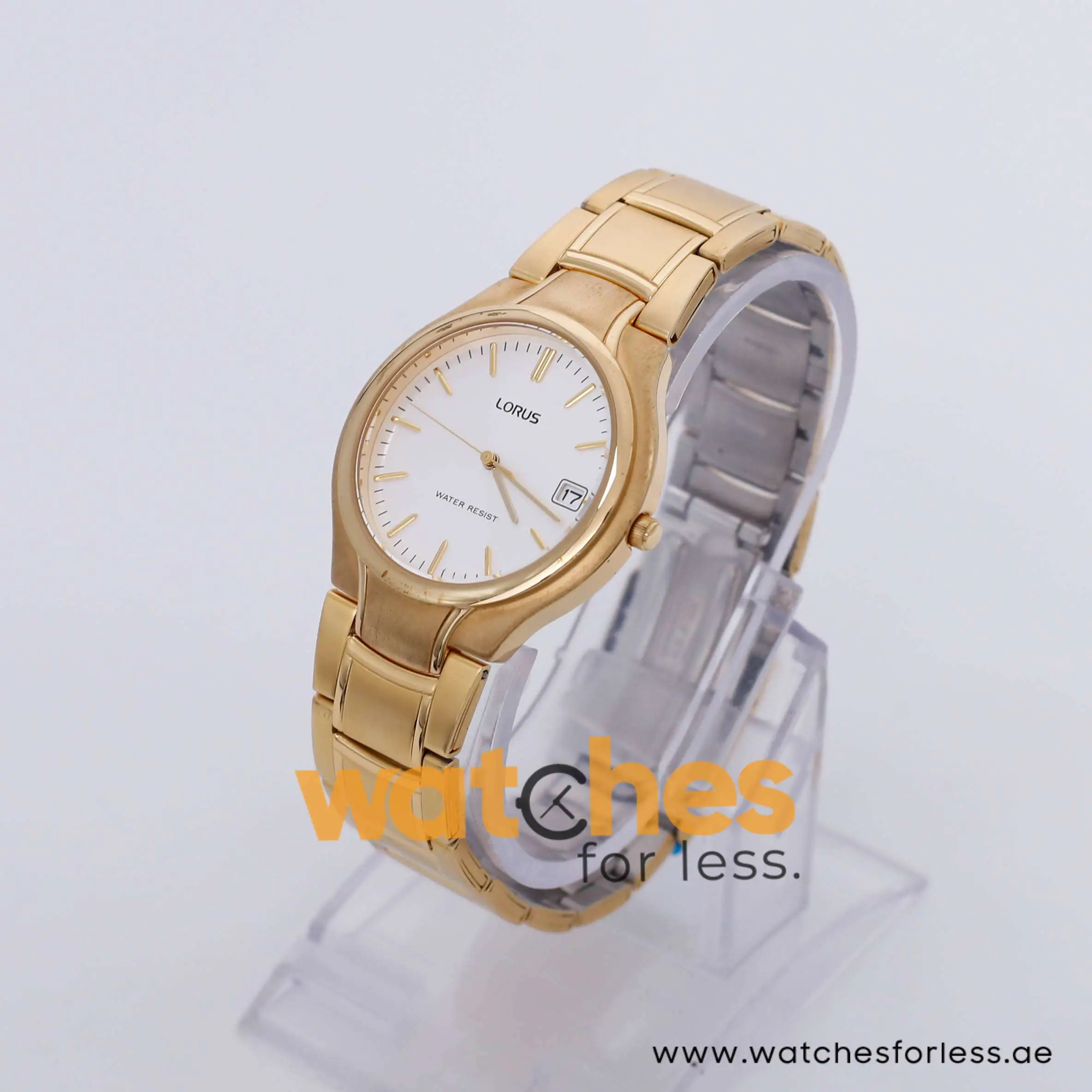 Lorus Men’s Quartz Gold Stainless Steel Silver Sunray Dial 36mm Watch RXH46CX9