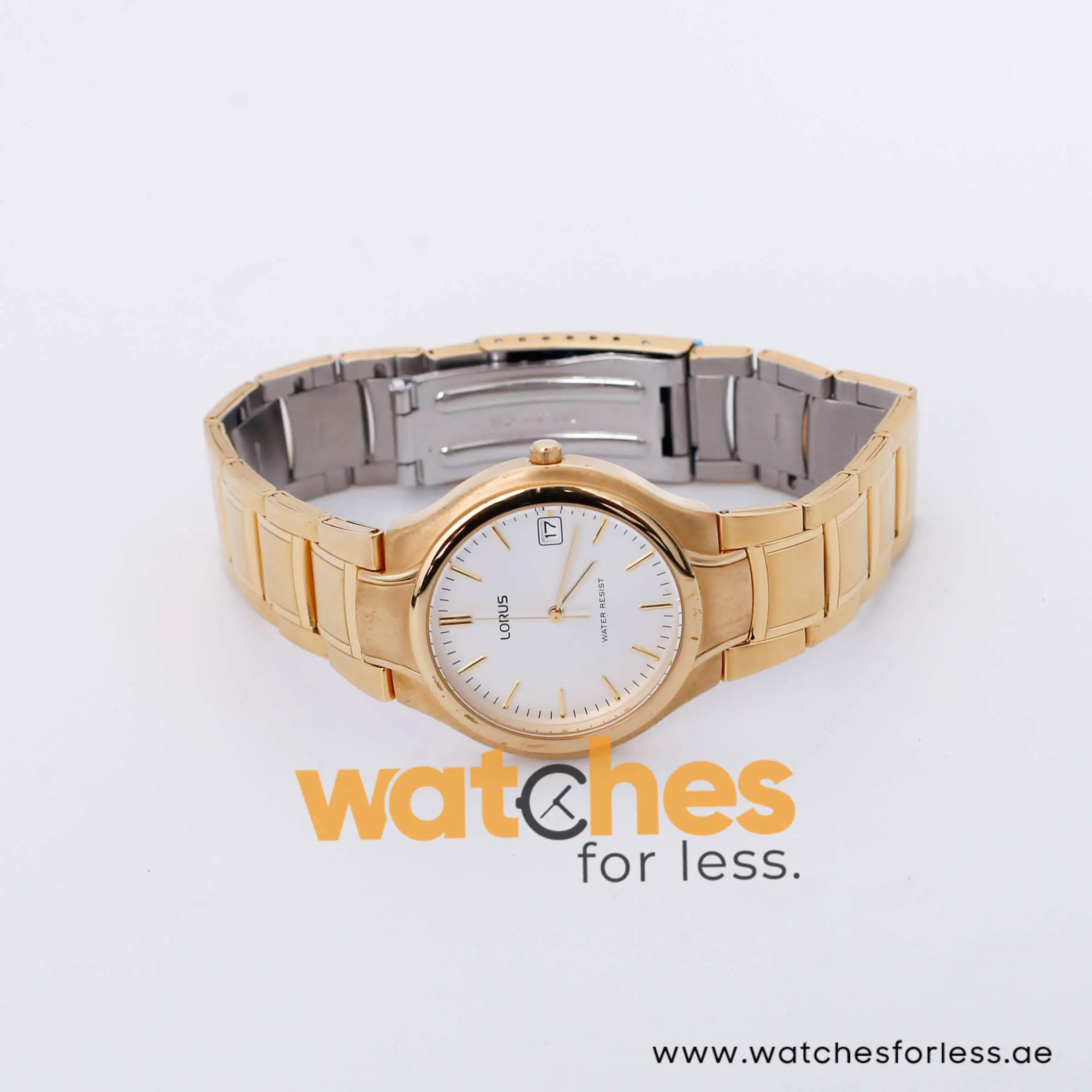 Lorus Men’s Quartz Gold Stainless Steel Silver Sunray Dial 36mm Watch RXH46CX9