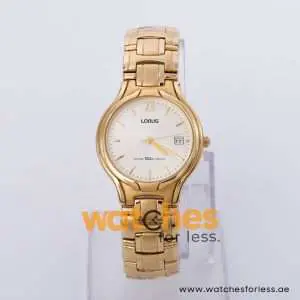 Lorus Men’s Quartz Gold Stainless Steel Champagne Dial 34mm Watch RXD66CX9
