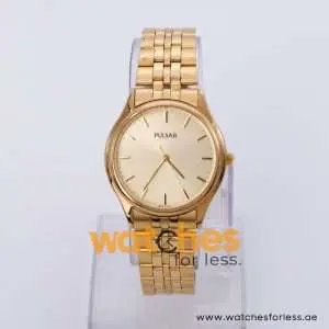 Pulsar Men’s Quartz Gold Stainless Steel Gold Dial 35mm Watch PRS622X9