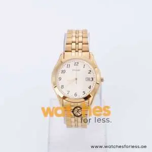 Pulsar Men’s Quartz Gold Stainless Steel Beige Dial 38mm Watch PXD514X