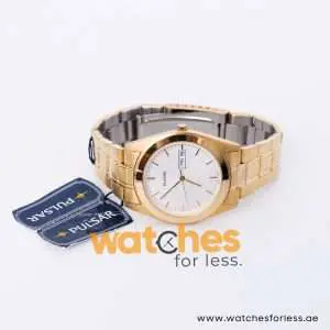 Pulsar Men’s Quartz Gold Stainless Steel White Dial 36mm Watch PXF196X