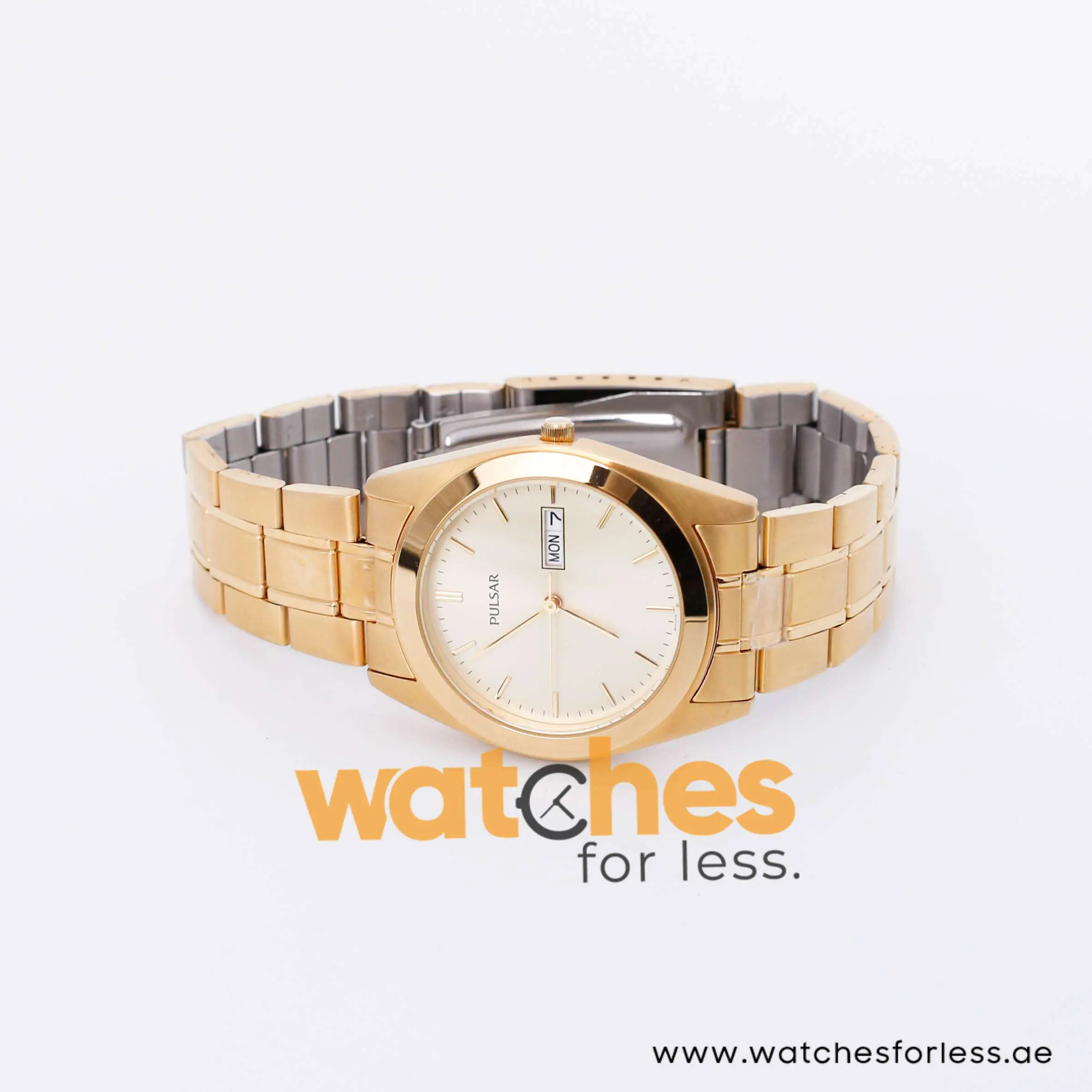 Pulsar Men’s Quartz Gold Stainless Steel Gold Dial 36mm Watch PXF194X