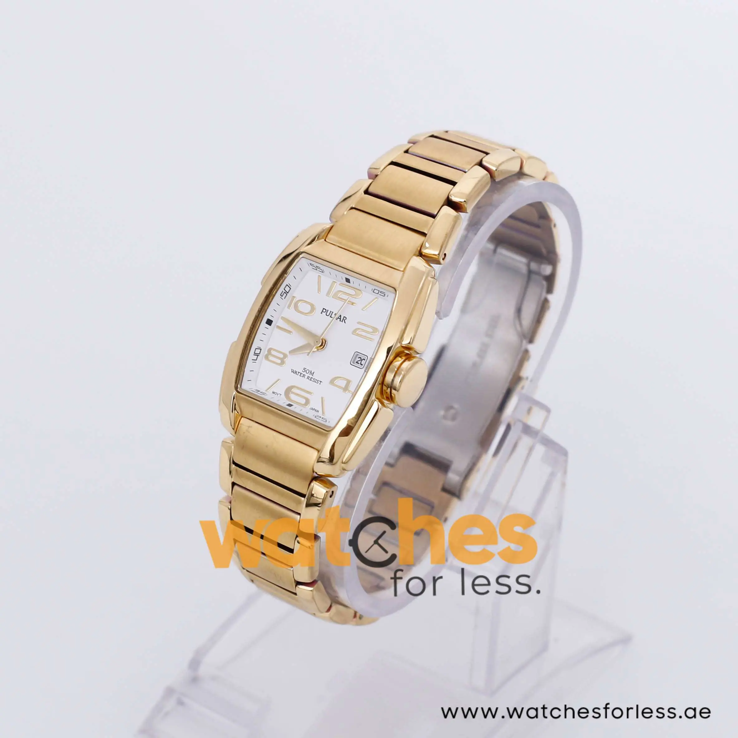 Pulsar Women’s Quartz Gold Stainless Steel White Dial 24mm Watch PXT614X1