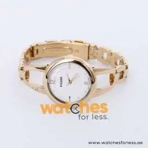 Pulsar Women’s Quartz Gold Stainless Steel White Dial 30mm Watch PH8206X1