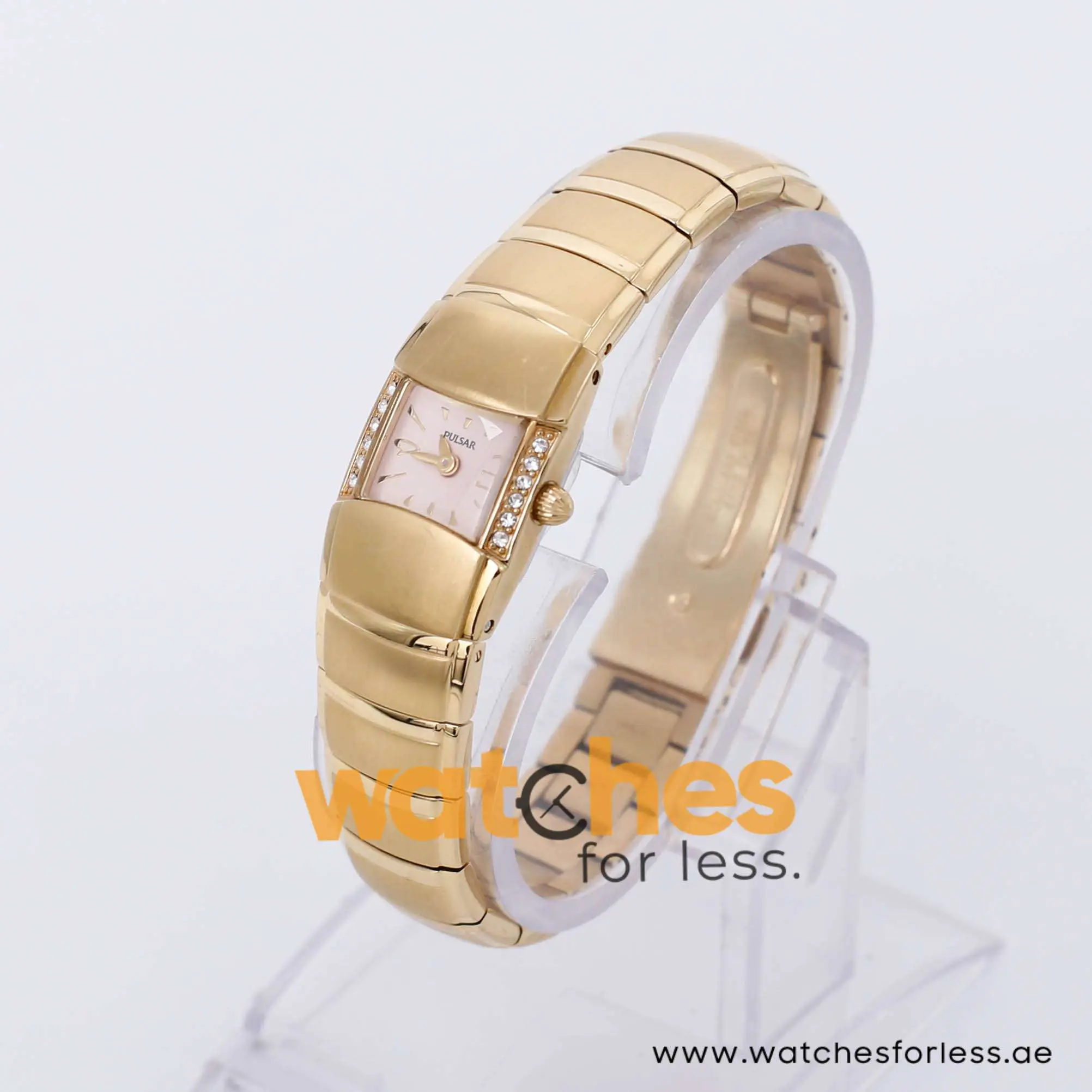 Pulsar Women’s Quartz Gold Stainless Steel Light Pink Dial 18mm Watch PEG722X1