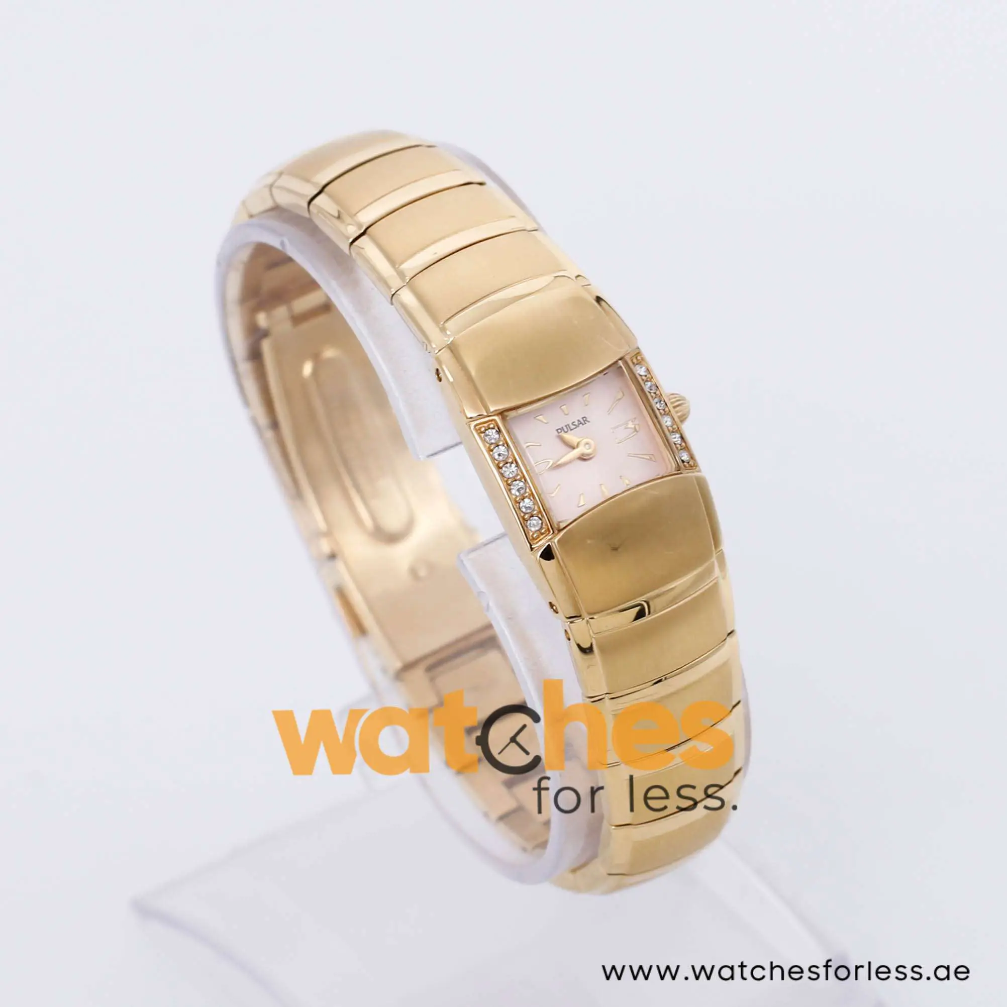Pulsar Women’s Quartz Gold Stainless Steel Light Pink Dial 18mm Watch PEG722X1
