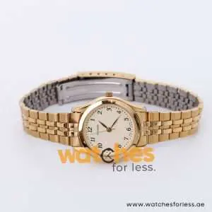 Pulsar Women’s Quartz Gold Stainless Steel Beige Dial 28mm Watch PRS490X