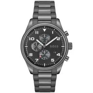 Hugo Boss Men’s Quartz Grey Stainless Steel Grey Dial 44mm Watch 1513991