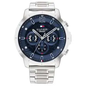 Tommy Hilfiger Men’s Quartz Silver Stainless Steel Blue Dial 50mm Watch 1710492 UAE DUBAI AJMAN SHARJAH ABU DHABI RAS AL KHAIMA UMM UL QUWAIN ALAIN FUJAIRAH