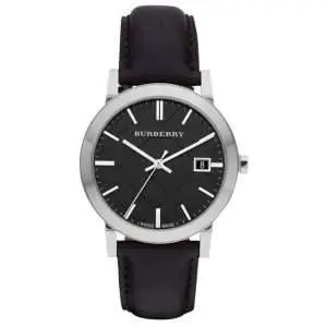 Burberry Men’s Quartz Black Leather Strap Black Dial 38mm Watch BU9009