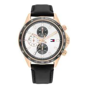 Tommy Hilfiger Men’s Quartz Black Leather Strap Silver Dial 44mm Watch 1792016 UAE DUBAI AJMAN SHARJAH ABU DHABI RAS AL KHAIMA UMM UL QUWAIN ALAIN FUJAIRAH