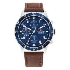 Tommy Hilfiger Men’s Quartz Brown Leather Strap Blue Dial 44mm Watch 1791946 UAE DUBAI AJMAN SHARJAH ABU DHABI RAS AL KHAIMA UMM UL QUWAIN ALAIN FUJAIRAH