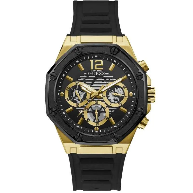 Guess Men’s Quartz Silicone Strap Black Dial 44mm Watch GW0263G1 UAE DUBAI AJMAN SHARJAH ABU DHABI RAS AL KHAIMA UMM UL QUWAIN ALAIN FUJAIRAH