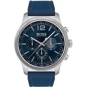 Hugo Boss Men’s Quartz Blue Silicone Strap Blue Dial 42mm Watch 1513526