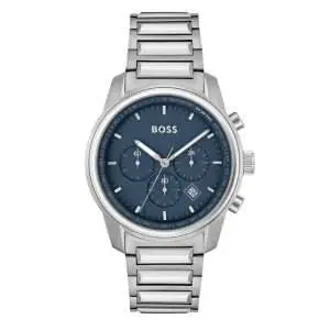 Hugo Boss Men’s Quartz Silver Stainless Steel Blue Dial 44mm Watch 1514007 UAE DUBAI AJMAN SHARJAH ABU DHABI RAS AL KHAIMA UMM UL QUWAIN ALAIN FUJAIRAH