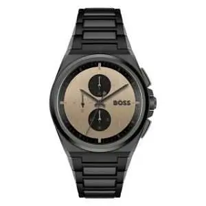 Hugo Boss Men’s Quartz Black Stainless Steel Beige Dial 46mm Watch 1514043 UAE DUBAI AJMAN SHARJAH ABU DHABI RAS AL KHAIMA UMM UL QUWAIN ALAIN FUJAIRAH