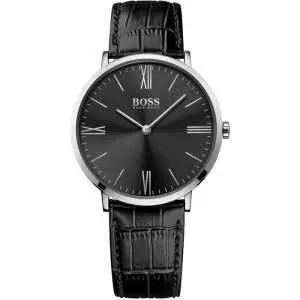 Hugo Boss Men’s Quartz Black Leather Strap Black Dial 40mm Watch 1513369