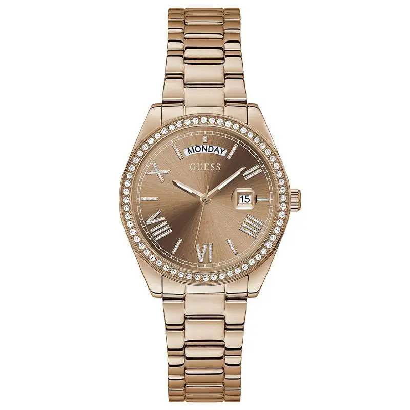Guess Women’s Quartz Rose Gold Stainless Steel Brown Dial 36mm Watch GW0307L3 UAE DUBAI AJMAN SHARJAH ABU DHABI RAS AL KHAIMA UMM UL QUWAIN ALAIN FUJAIRAH