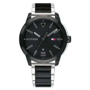 Tommy Hilfiger Men’s Quartz Two Tone Stainless Steel Black Dial 44mm Watch 1791619