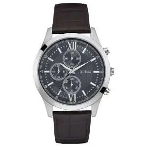 Guess Men’s Quartz Brown Leather Strap Grey Dial 45mm Watch W0876G1 UAE DUBAI AJMAN SHARJAH ABU DHABI RAS AL KHAIMA UMM UL QUWAIN ALAIN FUJAIRAH