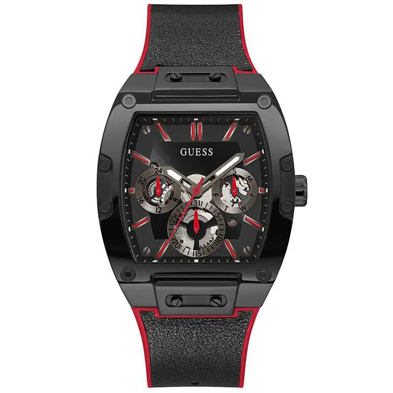 Guess Men’s Quartz Black Silicone & Leather Strap Black Dial 43mm Watch GW0202G7 UAE DUBAI AJMAN SHARJAH ABU DHABI RAS AL KHAIMA UMM UL QUWAIN ALAIN FUJAIRAH