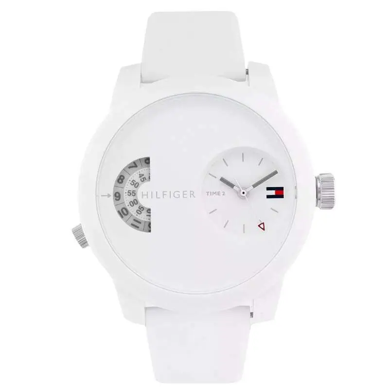 Tommy Hilfiger Men’s Quartz White Silicone Strap White Dial 44mm Watch 1791558