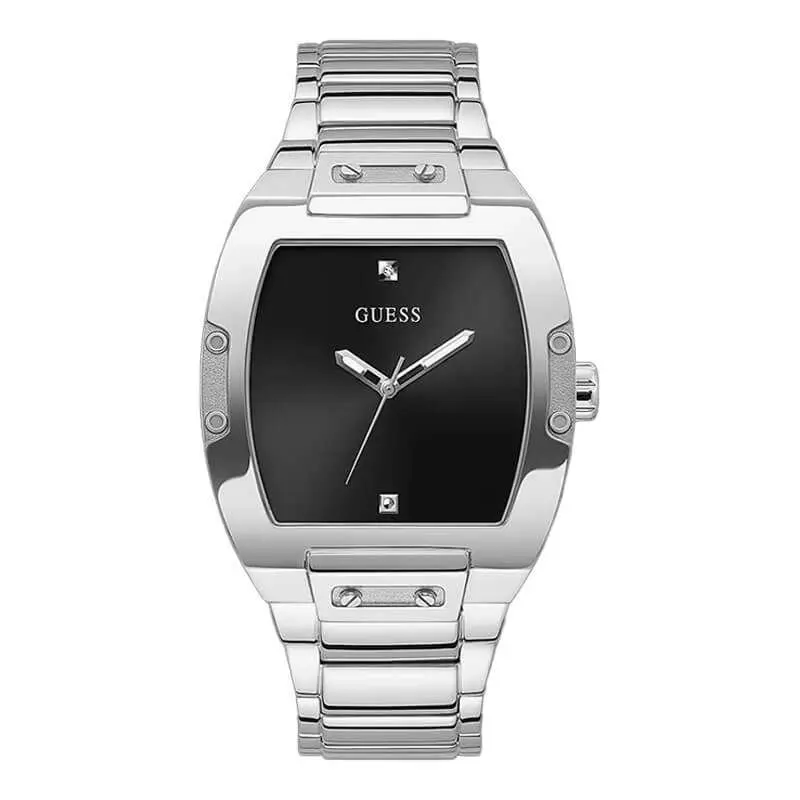 Guess Men’s Quartz Silver Stainless Steel Black Dial 43mm Watch GW0387G1 UAE DUBAI AJMAN SHARJAH ABU DHABI RAS AL KHAIMA UMM UL QUWAIN ALAIN FUJAIRAH