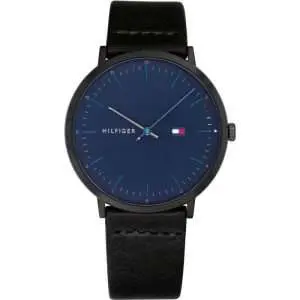 Tommy Hilfiger Men’s Quartz Black Leather Strap Blue Dial 40mm Watch 1791462
