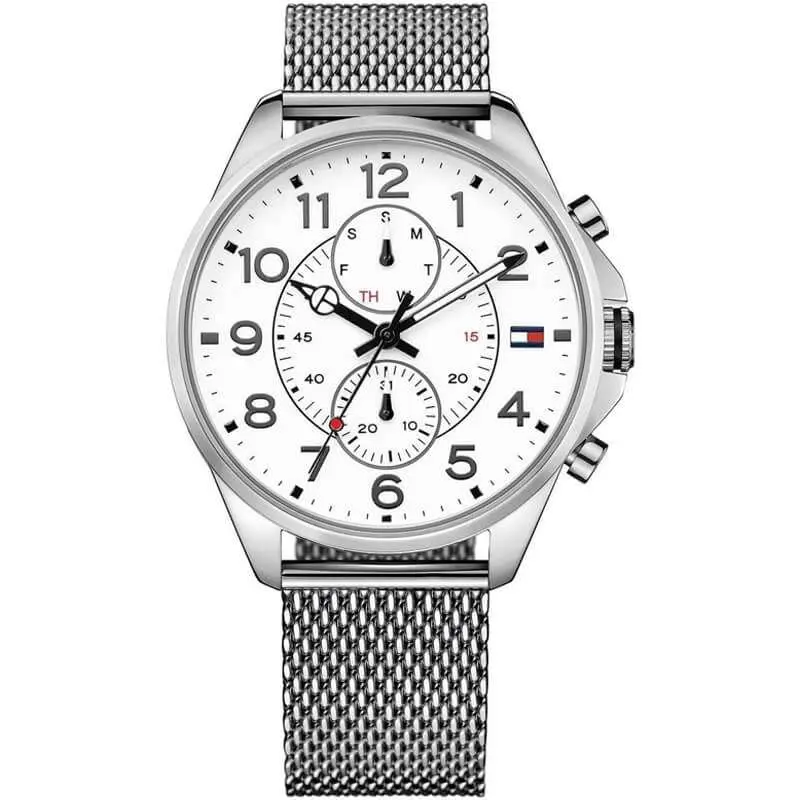 Tommy Hilfiger Men’s Chronograph Quartz Stainless Steel White Dial 46mm Watch 1791277 UAE DUBAI AJMAN SHARJAH ABU DHABI RAS AL KHAIMA UMM UL QUWAIN ALAIN FUJAIRAH