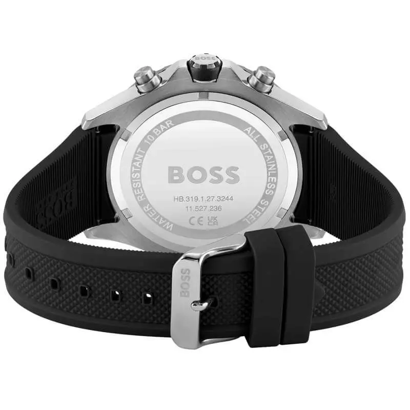 Hugo Boss Men’s Quartz Black Silicone Strap Grey Dial 46mm Watch 1513931