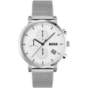 Hugo Boss Men’s Quartz Silver Stainless Steel White Dial 43mm Watch 1513933