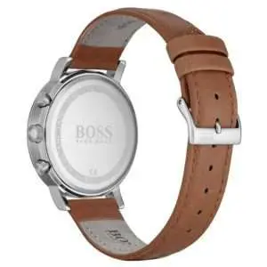 Hugo Boss Men’s Quartz Brown Leather Strap Blue Dial 42mm Watch 1513689