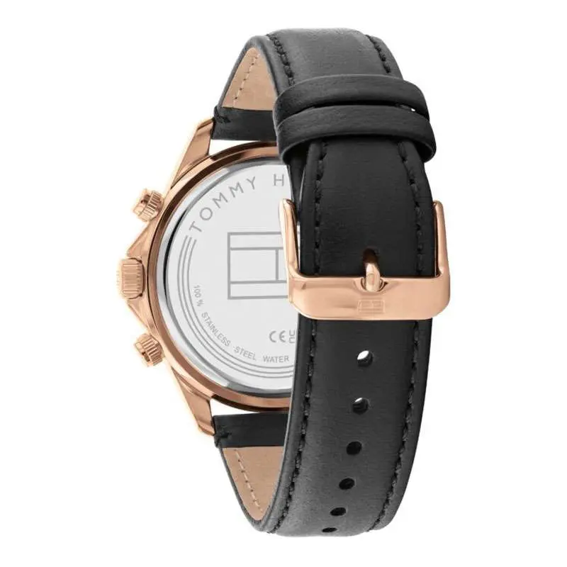 Tommy Hilfiger Men’s Quartz Black Leather Strap Silver Dial 44mm Watch 1792016 UAE DUBAI AJMAN SHARJAH ABU DHABI RAS AL KHAIMA UMM UL QUWAIN ALAIN FUJAIRAH