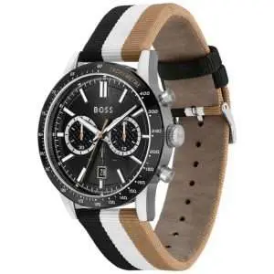 Hugo Boss Men’s Quartz Multi Nylon Strap Black Dial 44mm Watch 1513963