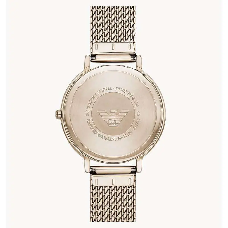 Emporio Armani Women’s Gold Rose Stainless Steel Rose Gold Dial 32mm Watch AR11129