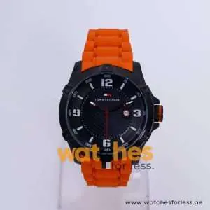 Tommy Hilfiger Men’s Quartz Orange Silicone Strap Black Dial 45mm Watch 1790793 UAE DUBAI AJMAN SHARJAH ABU DHABI RAS AL KHAIMA UMM UL QUWAIN ALAIN FUJAIRAH
