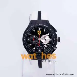 Ferrari Men’s Quartz Black & White Silicone Strap Black Dial 44mm Watch 0830026 UAE DUBAI AJMAN SHARJAH ABU DHABI RAS AL KHAIMA UMM UL QUWAIN ALAIN FUJAIRAH