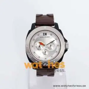 Hugo Boss Men’s Quartz Dark Brown Leather Strap Silver Dial 45mm Watch 1512670/2 UAE DUBAI AJMAN SHARJAH ABU DHABI RAS AL KHAIMA UMM UL QUWAIN ALAIN FUJAIRAH
