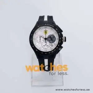 Ferrari Men’s Quartz Black & White Silicone Strap White Dial 44mm Watch 0830024 UAE DUBAI AJMAN SHARJAH ABU DHABI RAS AL KHAIMA UMM UL QUWAIN ALAIN FUJAIRAH