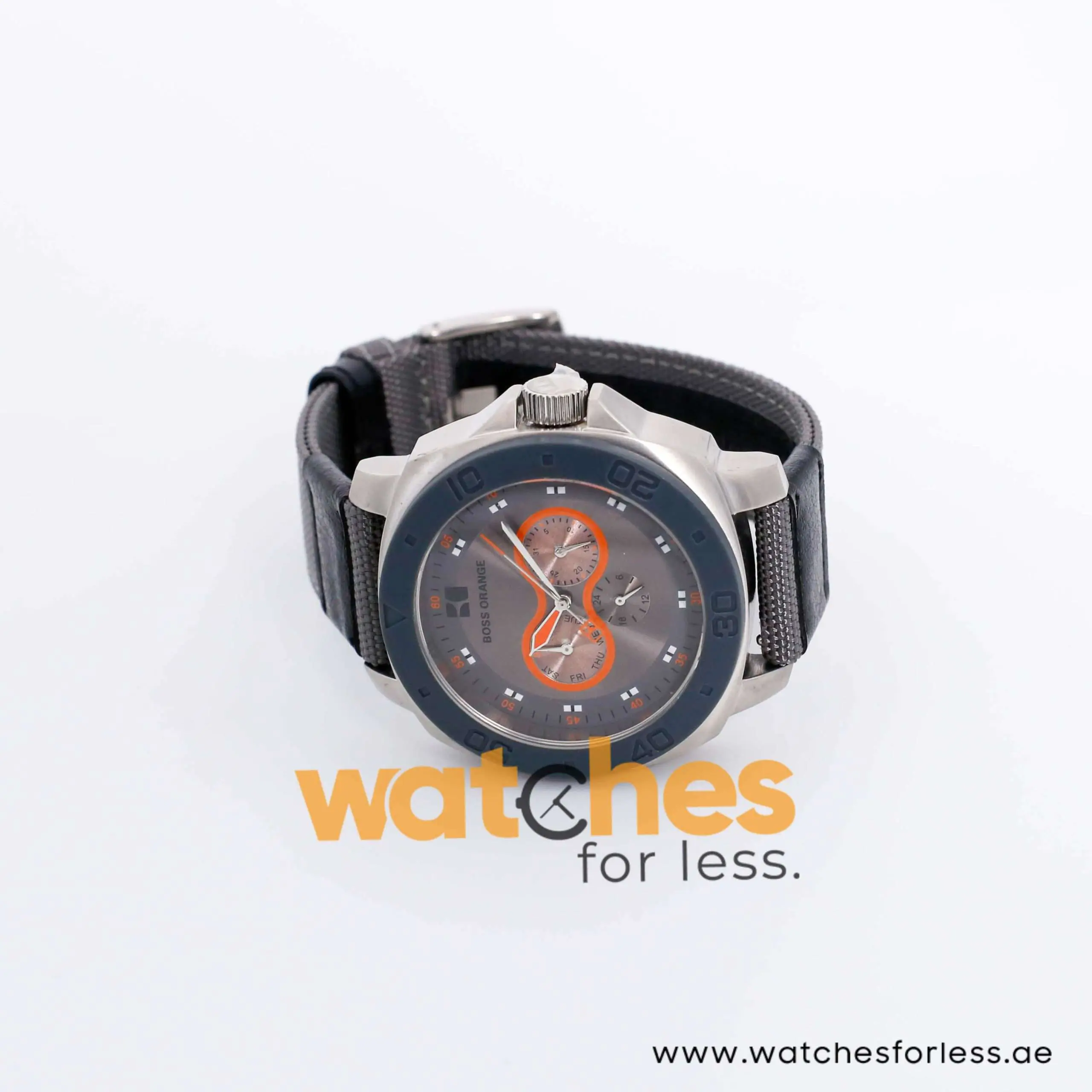 Hugo Boss Men’s Quartz Grey Nylone Strap Grey Dial 46mm Watch 1512755 UAE DUBAI AJMAN SHARJAH ABU DHABI RAS AL KHAIMA UMM UL QUWAIN ALAIN FUJAIRAH